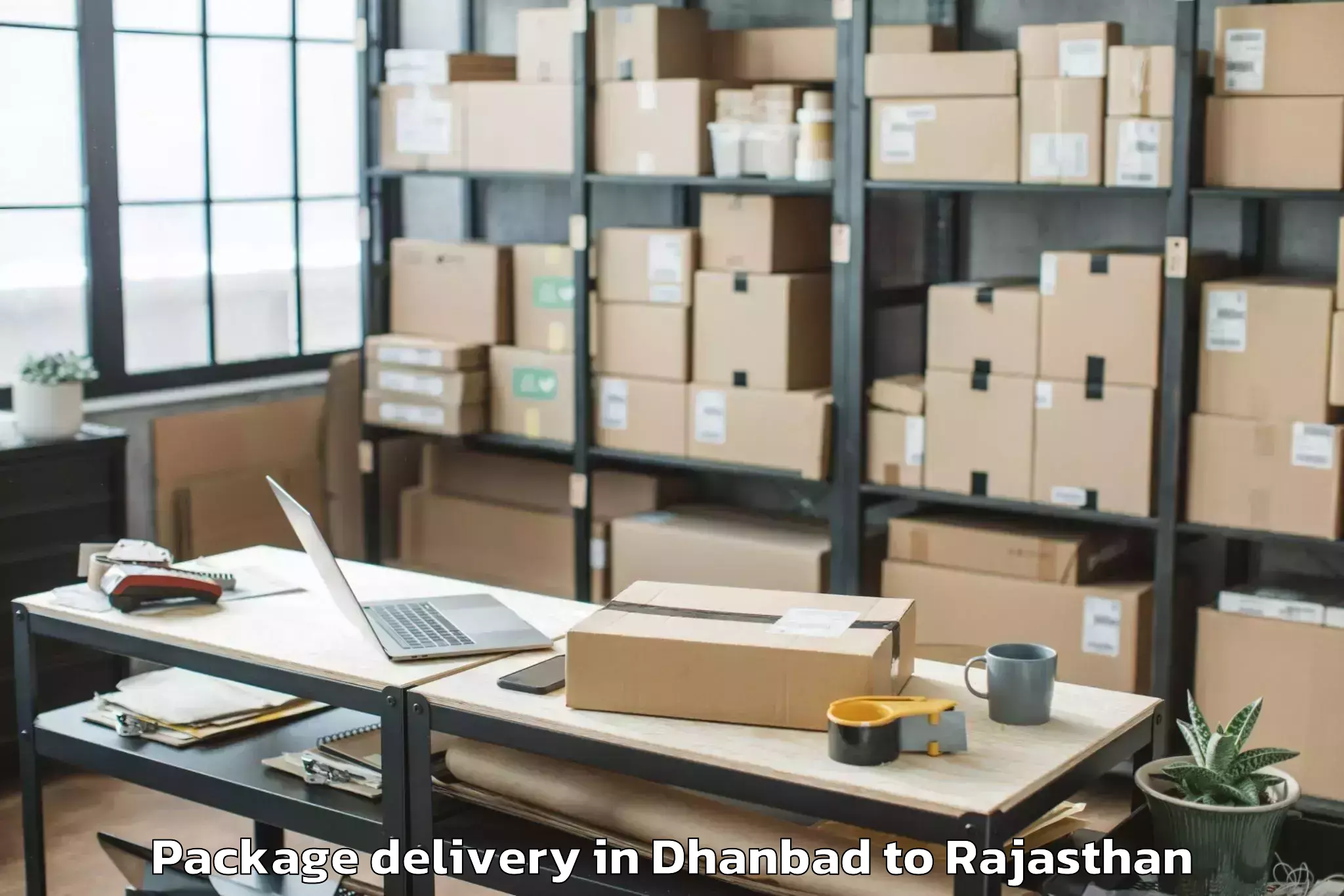 Hassle-Free Dhanbad to Madhav University Pindwara Package Delivery